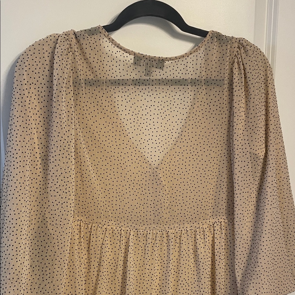 Cream Polka Dot Dress with Sleeves - Picture 3 of 3